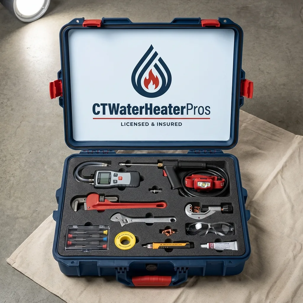 Professional water heater service tools used in Windsor, CT