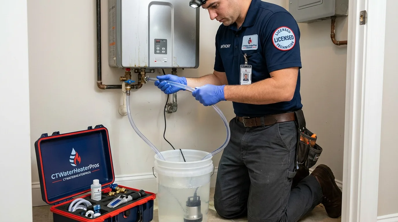 Tankless water heater descaling maintenance in Windsor, CT